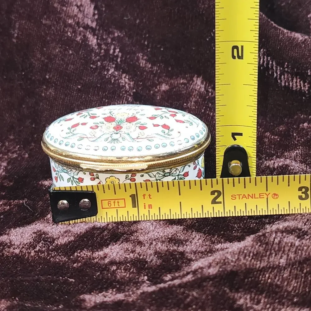 Halcyon Days Enamel Trinket Box With Our Love Vintage Floral